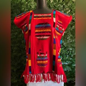 Artesanal Red Top with Fringe